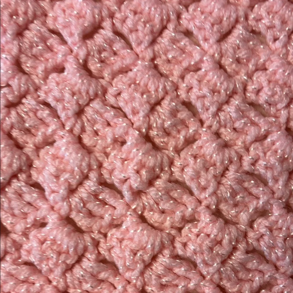 Homemade Pink Textured Knit Throw Blanket